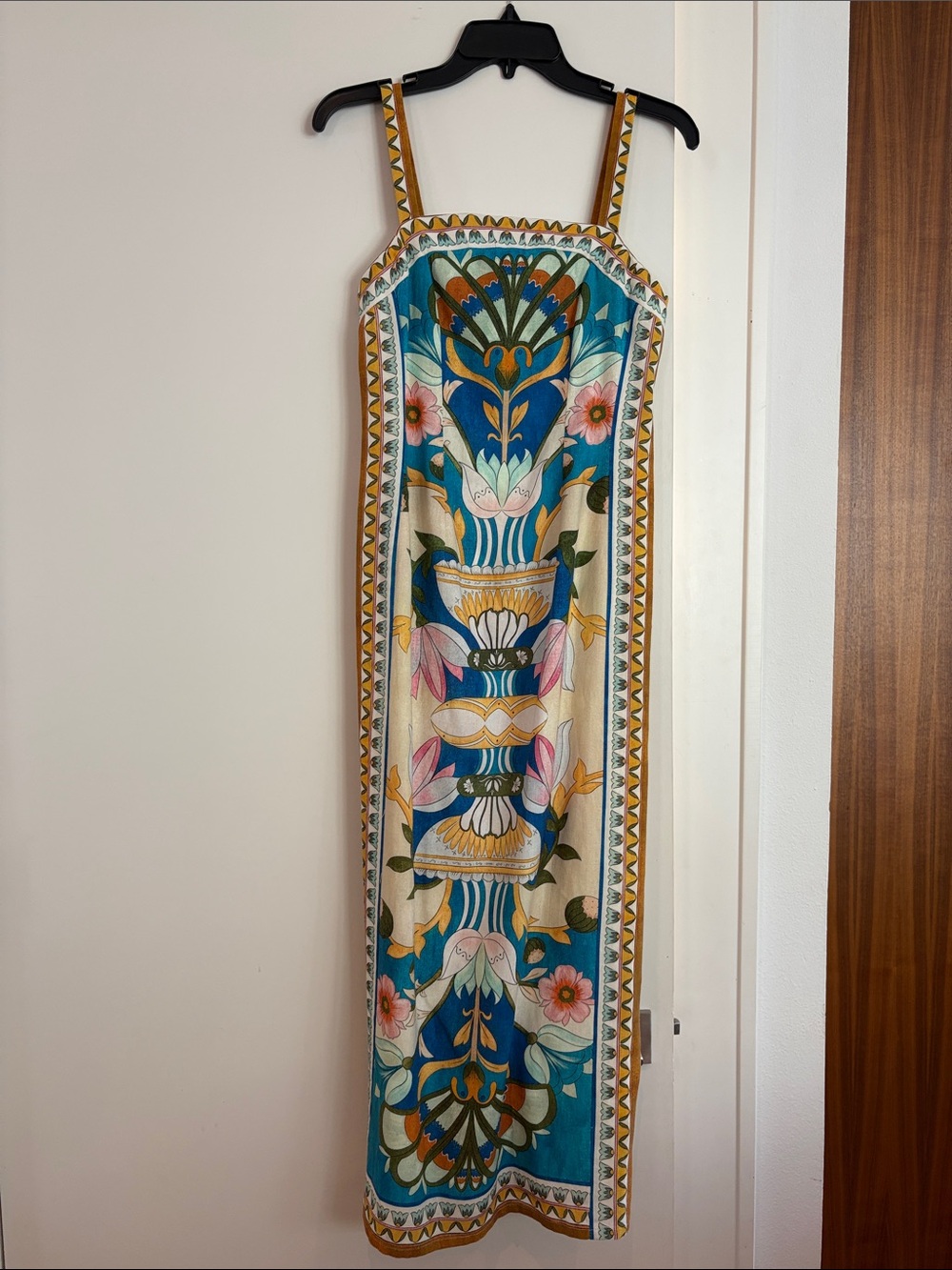 Antonio Melani Sleeveless Floral Maxi Dress in Teal, Cream & Pink
